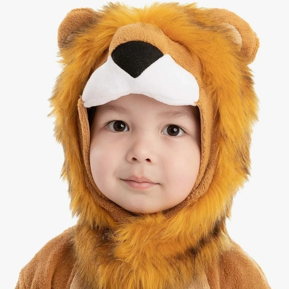 NWT 6-12mo Lion Costume w/Zebra Toy, lion hood, jumpsuit, booties and toy zebra